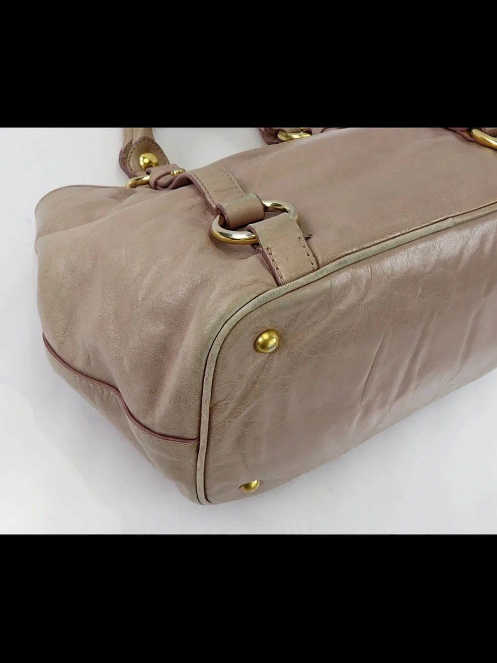 Miu Miu Taupe Leather Top-Handle Tote